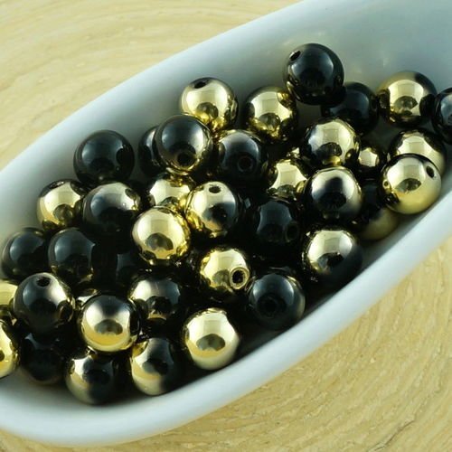 100pcs metallic or noir opaque demi tour druk verre tchèque pressé perles de petite entretoise de 4m sku-31189