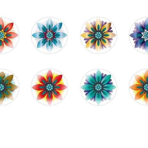 12pcs x 14mm main ronde verre tchèque en forme de dôme cabochons fleurs 9 s6t162 sku-25074
