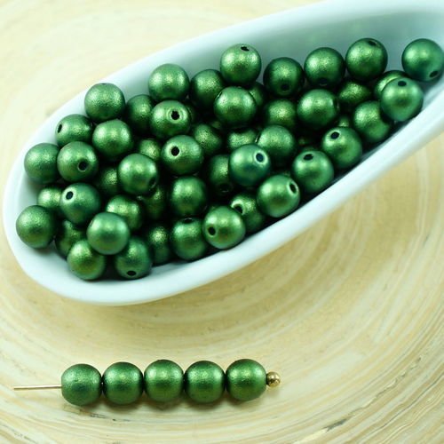 100pcs or briller rond vert verre tchèque perles de petite entretoise de 4mm sku-27261