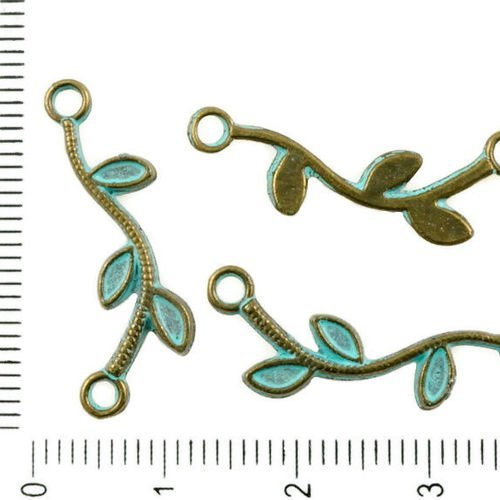 20pcs bronze antique ton bleu turquoise patine de lavage à plat des feuilles de la branche de deux 2 sku-36992