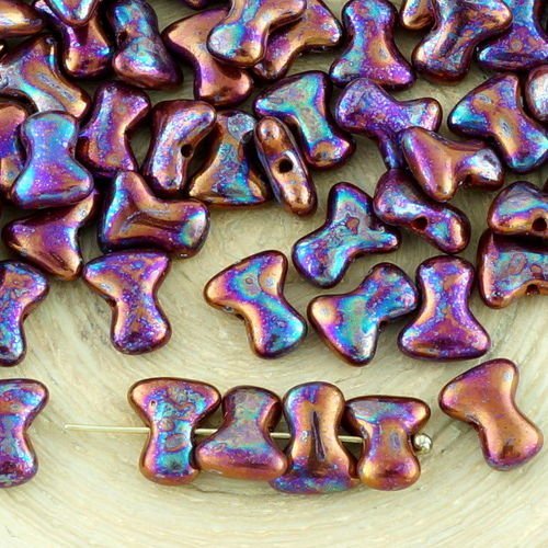 40pcs iris vega violet preciosa té un trou entretoise bow os de verre tchèque perles de 8mm x 2mm sku-33679