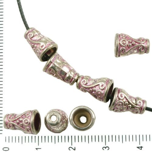 12pcs antique ton argent valentine rose patine laver de grandes trou de la perle de la pac cône flor sku-36165