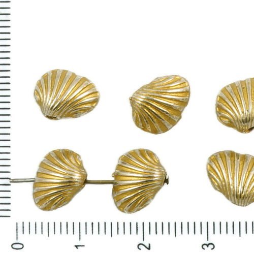 8pcs antique ton argent mat or patine laver coque coquillage marin de la mer de perles de charmes tc sku-36315