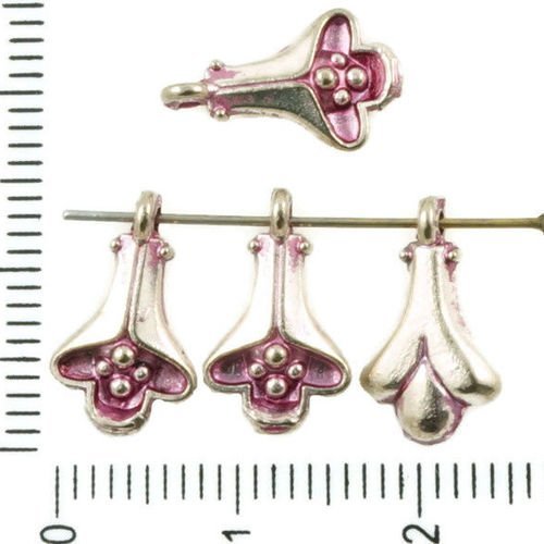 24pcs antique ton argent valentine rose patine laver bell fleur floral pendentifs charms tchèque mét sku-36334