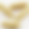 6pcs opaque beige ivoire or patine laver ovale sculpté tube rayé à carreaux de verre tchèque perles  sku-38511