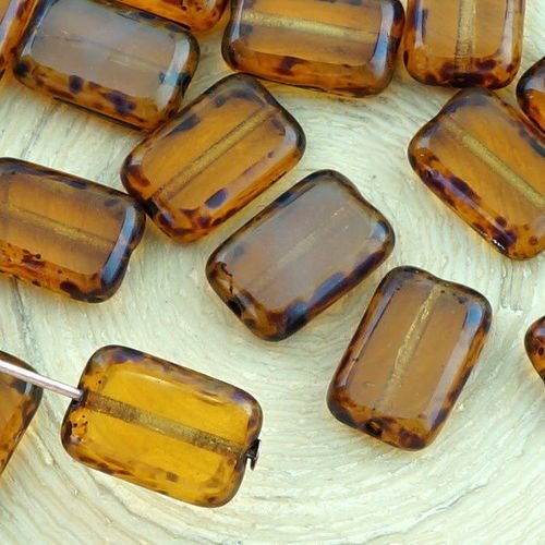 8pcs picasso opale cristal brun table de découpe à plat rectangle de verre tchèque perles de 8mm x 1 sku-32479