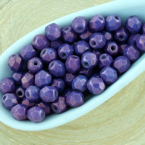 100pcs blanc albâtre opale vega violet lustre rond à facettes feu poli entretoise tchèque perles de  sku-34539