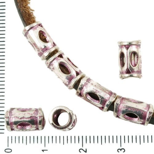 20pcs antique ton argent rose patine laver de grandes trou tube européenne pandora style ovale creux sku-36620