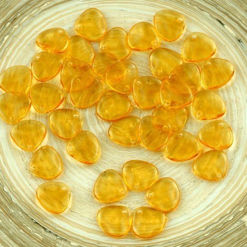 50pcs cristal topaze jaune tchèque de pétale de rose fleur de plat en verre pressé perles de 8mm x 7 sku-28568