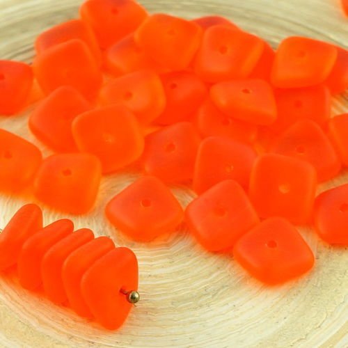 20pcs matte crystal jacinthe d'orange givrée halloween plat agité carré puce rondelle de verre tchèq sku-30669