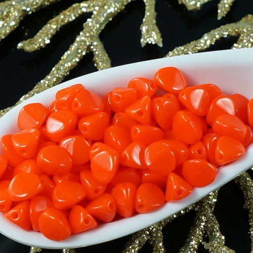 50pcs opaque orange halloween pincée tchèque perles de verre de 5mm sku-18791