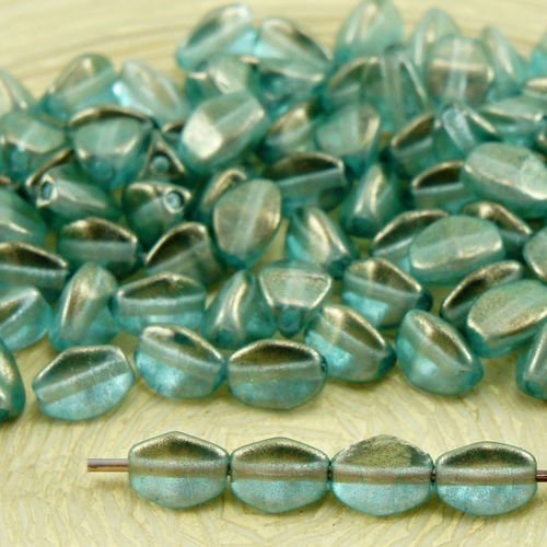 60pcs cristal halo bleu ciel golden touch pincée bicone à facettes entretoise tchèque perles de verr sku-32093