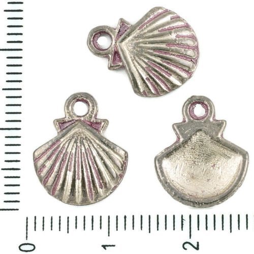 10pcs tchèque valentine rose patine antique ton argent de coquilles d'animaux marins de coquille de  sku-33982
