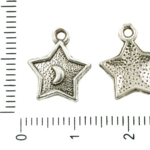 14pcs antique ton argent étoile de demi-lune en astrologie charmes pendentifs tchèque métal conclusi sku-37259