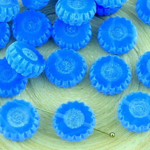 6pcs mat bleu opale dépoli verre de mer de la fenêtre de la table de découpe à plat pièce de la roue sku-32195