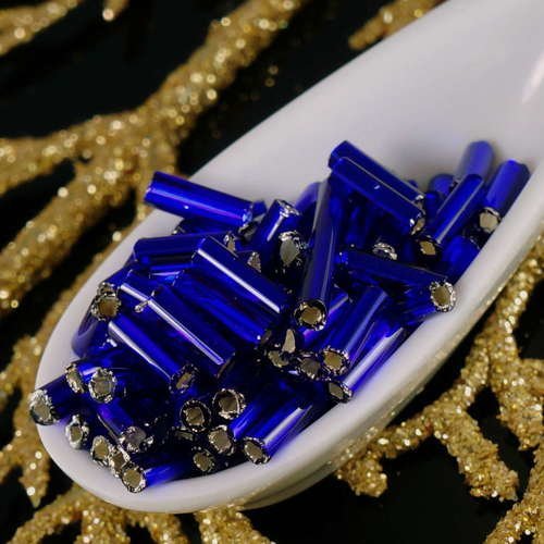 20 g de bleu d'argent bordée de verre tchèque bugle perles de rocaille en de de preciosa de tube de  sku-17922