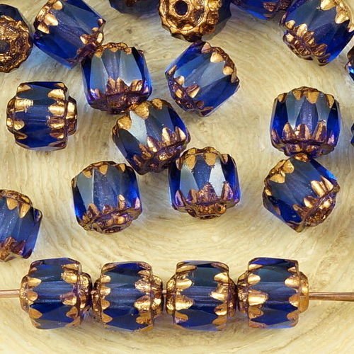20pcs cristal royal bleu saphir métallisé bronze or tchèque en verre cathédrale facettes feu poli pe sku-35712