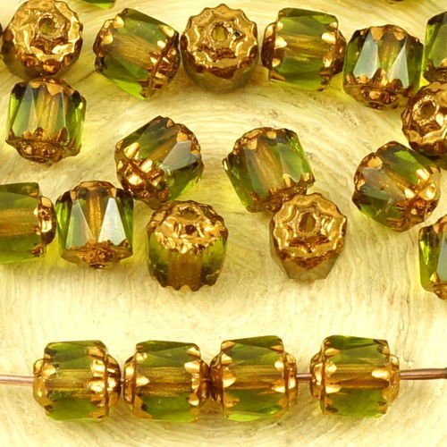 20pcs cristal vert olive métallisé bronze or tchèque en verre cathédrale facettes feu poli perles de sku-35716