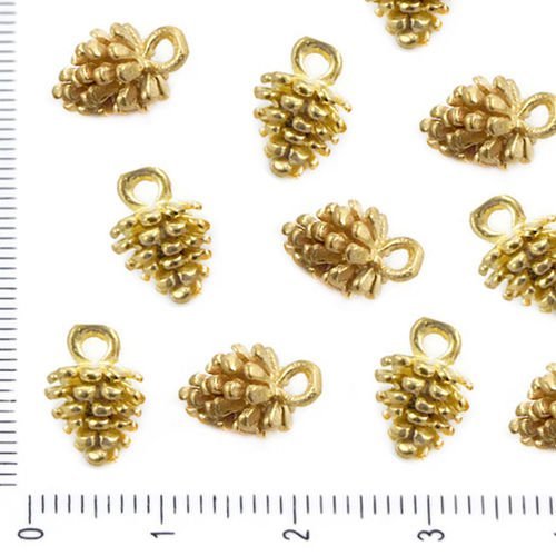 4pcs mat brossé plaqué or de corée du sud le charme de cône de pin pendentif bijoux en métal conclus sku-38570