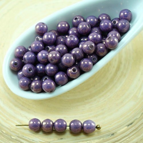 100pcs vega violet ronde verre tchèque perles de petite entretoise de 4mm sku-27250