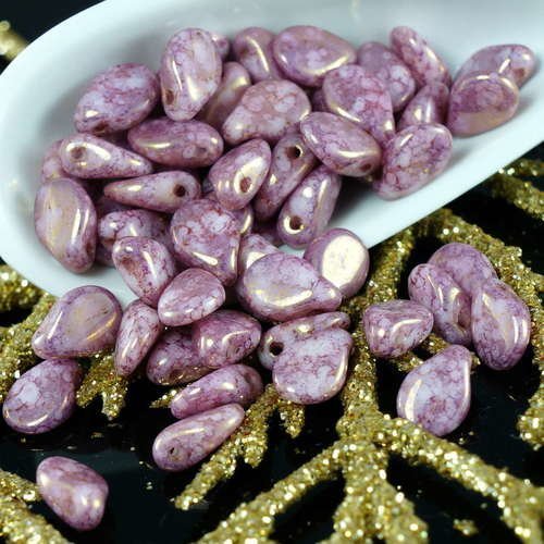 60pcs picasso violet pip perles de verre tchèque pip preciosa pip fleur plate pétale de de 5mm x 7mm sku-18035