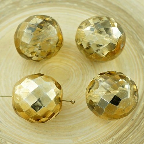 4pcs extra large d'âge d'or métalliques crystal demi tour tchèque en verre à facettes feu poli perle sku-29132