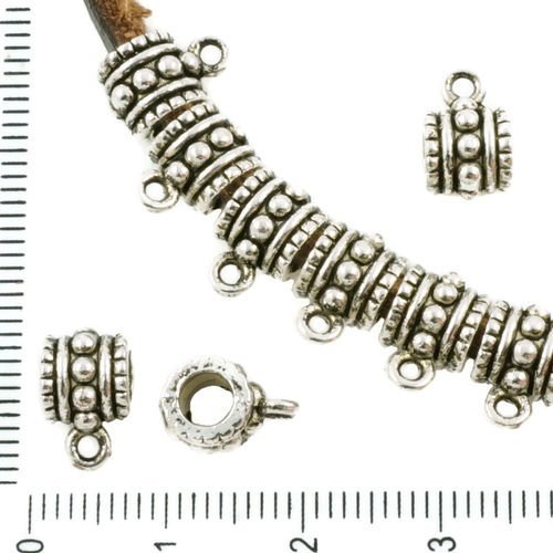 14pcs antique ton argent grand trou européen de pandora style pointillé bali caution charmes de perl sku-37318