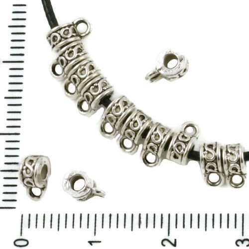 60pcs argent antique ton petit agité bali caution charmes de perles tchèques en métal conclusions 6m sku-37463