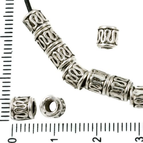 24pcs antique ton argent grand trou entretoise agité tube de bali perles tchèques en métal conclusio sku-37464