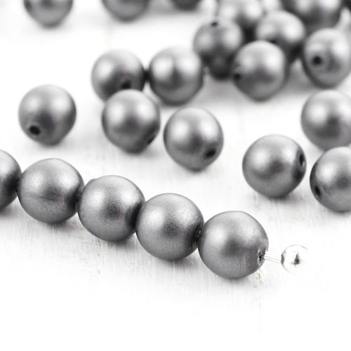 100pcs gris perle imitation mat ronde druk entretoise de semences de verre tchèque perles de 4mm sku-35635