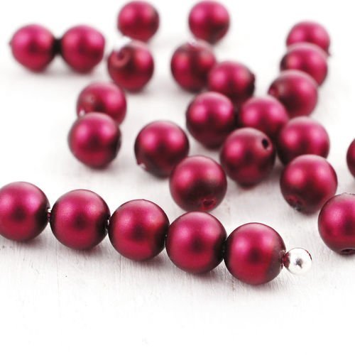100pcs imitation perle rouge foncé mat ronde druk entretoise de semences de verre tchèque perles de  sku-35646