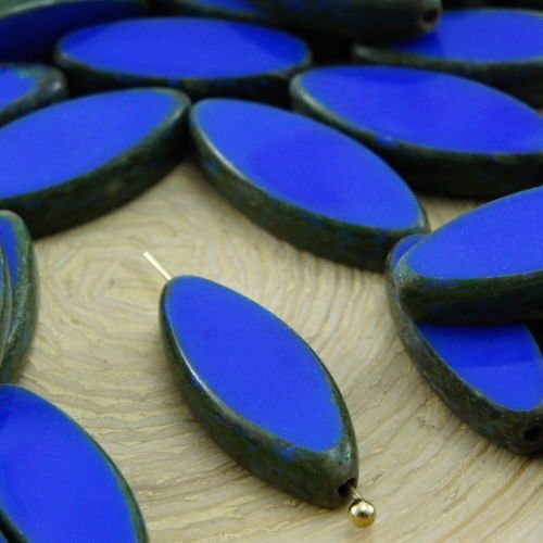 6pcs picasso brun opaque medium dark bleu saphir ovale et plate de pétales de table à la fenêtre de  sku-32613