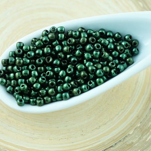 5g vert métallique lustre rond verre tchèque perles de petites entretoise de graines de 2mm sku-29023