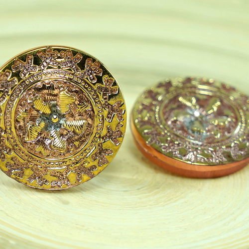 1pc capri or rose fleur en or d'étoile à la main le verre tchèque bouton taille 10 23 5 mm sku-27477