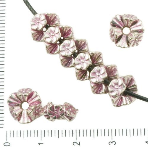 10pcs antique ton argent valentine rose patine laver de grandes trou entretoise grappe de fleurs gui sku-36204