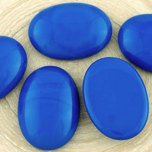 2pcs opaque howlite bleu foncé ovale bombé dos plat verre tchèque en forme de cabochon 25mm x 18mm sku-34734