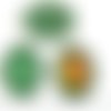 2pcs tchèque vert turquoise patine antique ton argent grand ovale pendentif plaid cabochon paramètre sku-34198