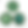 2pcs tchèque vert turquoise patine antique ton argent pendentif rond cabochon paramètres de fleur lu sku-34226