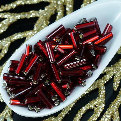 20g rouge argent bordée tchèque tube de verre de semences de perles preciosa rocaille entretoise de  sku-19493