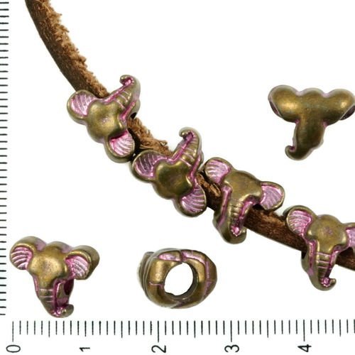 8pcs bronze antique ton rose patine laver de grandes trou européen de pandora style éléphant animal  sku-36651