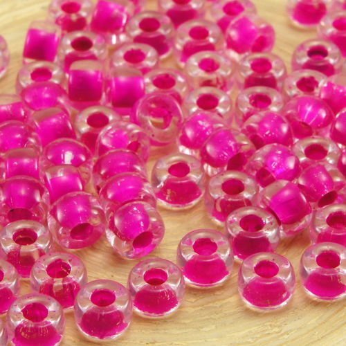 40pcs cristal valentine rose bordée de poney grand trou crow anneau de rouleau de verre tchèque perl sku-33853