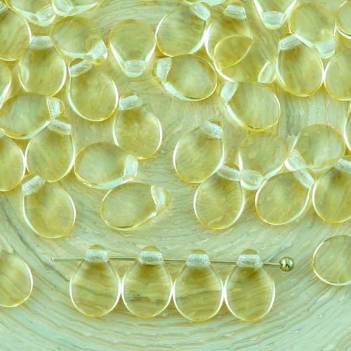 60pcs lumière du cristal topaze jaune pip preciosa fleur plat de pétales de verre tchèque perles 5mm sku-32855