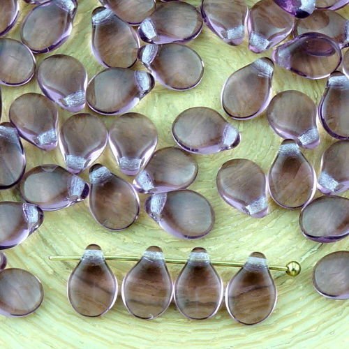 60pcs cristal violet pip preciosa fleur plat de pétales de verre tchèque perles 5mm x 7mm sku-32859