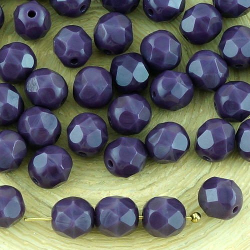 40pcs opaque soyeux violet améthyste ronde à facettes feu poli entretoise de verre tchèque perles de sku-33191