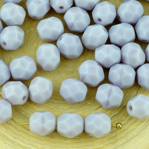 40pcs opaque lumière violet améthyste ronde à facettes feu poli entretoise de verre tchèque perles d sku-33195