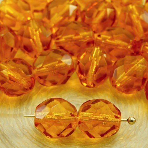 20pcs cristal topaze jaune clair ronde à facettes feu poli entretoise de verre tchèque perles de 8mm sku-33318