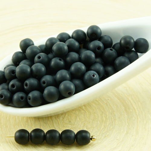 100pcs mat opaque noir de jais halloween ronde druk entretoise de semences de verre tchèque perles d sku-33717