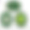 2pcs tchèque vert turquoise patine antique ton argent grand ovale pendentif cabochon de lunette de p sku-34165