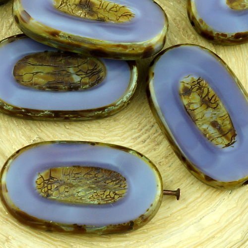 2pcs picasso marron soie violet grand plat ovale table de découpe sculpté verre tchèque perles de 26 sku-34328