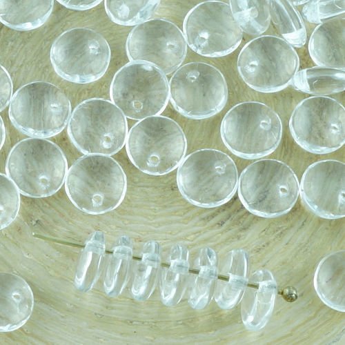 60pcs cristal clair de lentilles plat rond trou de verre tchèque perles de 6mm sku-34398